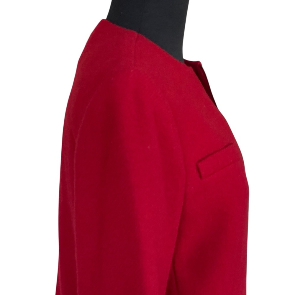 Lauren Ralph Lauren Red Wool Blend Women's Blazer Sz 4 Zipper Jacket Collarless - Picture 8 of 13
